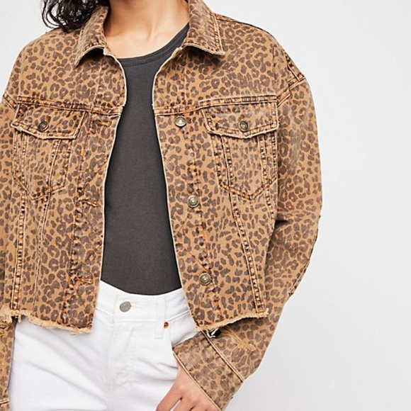 free people cheetah denim jacket
